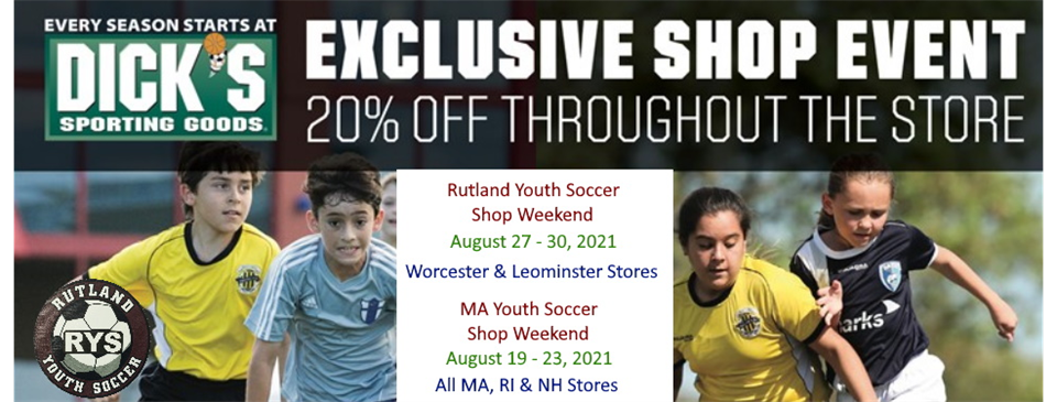 RYS and MA Youth Soccer Shop Days - 20% Off at DICK's Sporting Goods